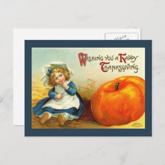 Vintage Thanksgiving Briefkaart (Voorkant / Achterkant)