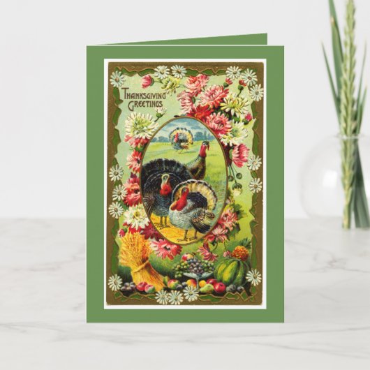 Vintage Thanksgiving Feestdagen Kaart (Voorkant)