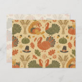 Vintage Thanksgiving Pattern  Feestdagenkaart (Voorkant / Achterkant)
