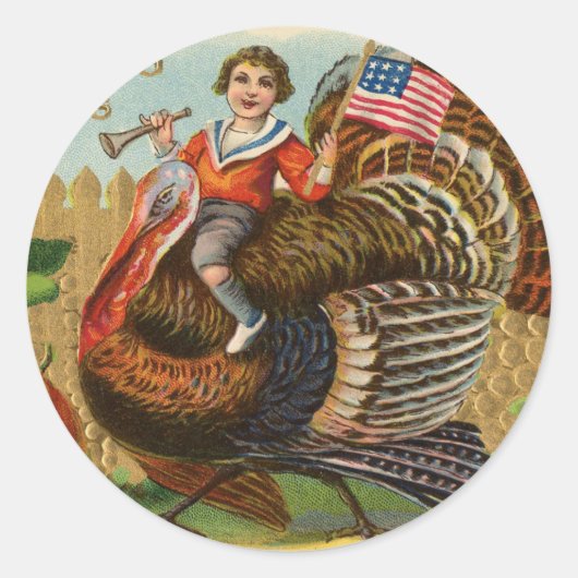Vintage   Thanksgiving Ronde Sticker (Voorkant)