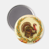 Vintage Thanksgiving Turkey Round Magnet (Recto/Verso)