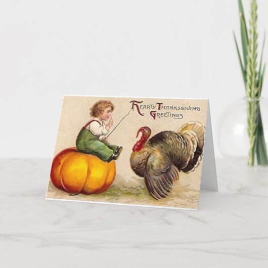 Vintage Thanksgiving Wenskaart Feestdagen Kaart (Voorkant)