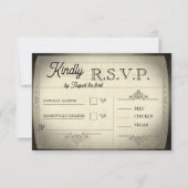 Vintage Ticket Style Wedding RSVP (Devant)