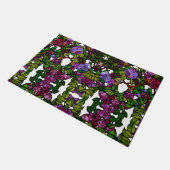 Vintage Tiffany Glas in lood Paarse Rozen Deurmat (Schuin)