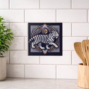Vintage Tiger Navy Blauw Tegeltje