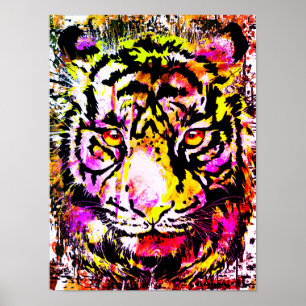 Vintage tijger - Poster - Grote kat uit Tiger - Wi