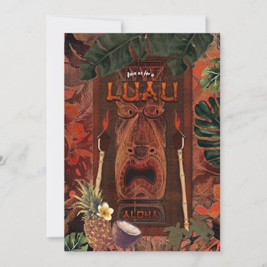 Vintage Tiki Aloha Hawaiian Luau Birthday Party Kaart (Voorkant)