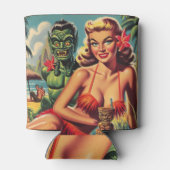 Vintage Tiki Pin Up Blikjeskoeler (Achterkant)