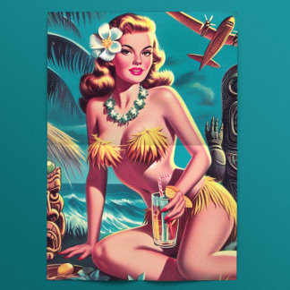 Vintage Tiki Pin-up Tissuepapier