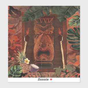 Vintage Tiki & Torch Aloha Hawaiian Sticker