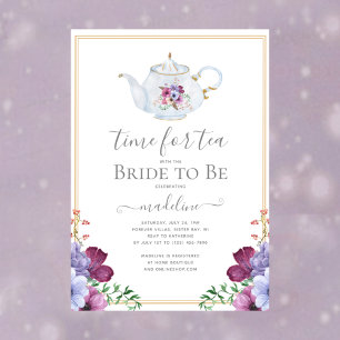 Vintage Time For Tea Floral Bridal Shower Kaart