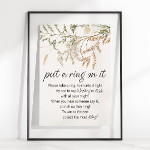 Vintage Tiny Floral Zeg Ja Op De Ring Spel Poster