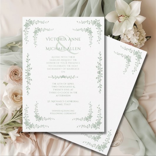 Vintage Toile Français Élégant Mariage Invitation