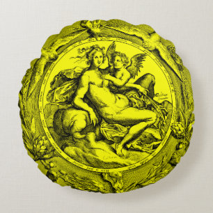 Vintage Toile Lady Angel Renaissance Tour Coussin