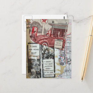 Vintage toiletdame Mixed media collage Briefkaart