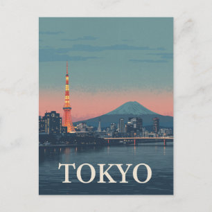 Vintage Tokyo Japan Reisposter Fuji Briefkaart