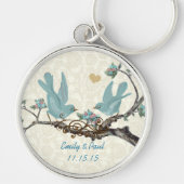 Vintage Tortelduifjes bruiloft Sleutelhanger (Voorkant)