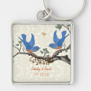Vintage Tortelduifjes bruiloft Sleutelhanger