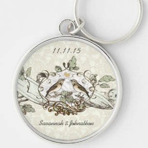 Vintage Tortelduifjes Oak Wedding Sleutelhanger