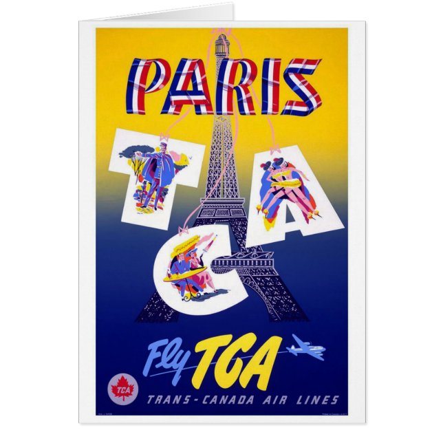Vintage Tour Eiffel Paris Air Travel Publicité (Devant)