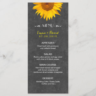 Vintage Tournesol Rustique Mariage Menu