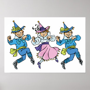 Vintage Tovenaar van Oz, Cute Dancing Munchkins! Poster