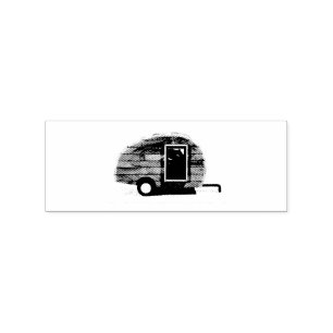 Vintage traandrop caravan bij caravan 	rubberstempel