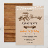 Vintage tracteur ferme baryard Invitation (Devant / Derrière)