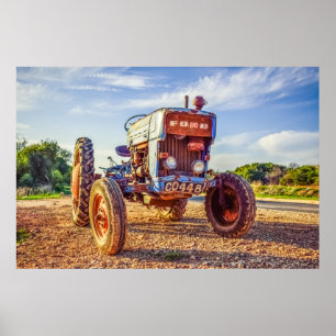 Vintage tractor Boerderij Land Field Poster