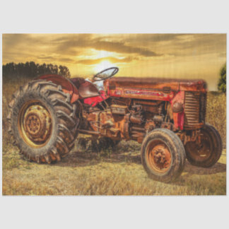 Vintage tractor rode tractor Boerderij Tissuepapier