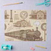 Vintage Train Station Pattern (1) Tissuepapier (Craft)