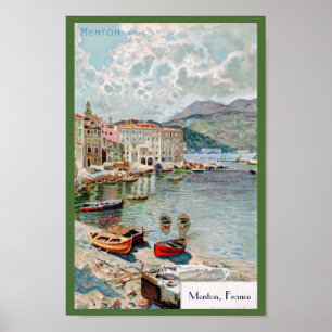 Vintage Travel 1920's Menton, Franse Riviera Poster