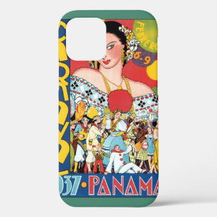Vintage Travel 1937 Panama Carnival Party Woman iPhone 12 Hoesje
