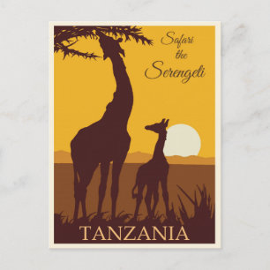 Vintage Travel Africa Tanzania Safari Briefkaart