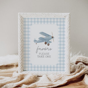 Vintage Travel Airplane Baby shower Favors Sign Poster