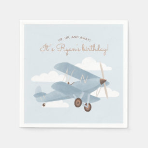 Vintage Travel Airplane Birthday Party Servet