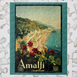 Vintage Travel, Amalfi Coast Beach in Italië Legpuzzel