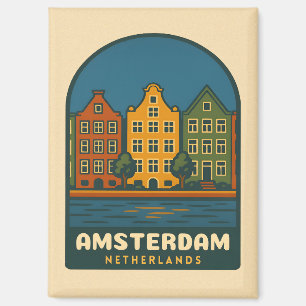 Vintage Travel Amsterdam Nederland Retro Schildera Magneet