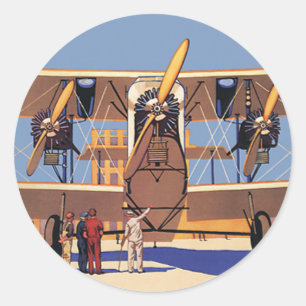 Vintage Travel and Transportvliegtuig Ronde Sticker