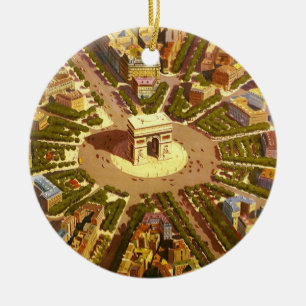 Vintage Travel, Arc de Triomphe Paris Frankrijk Keramisch Ornament