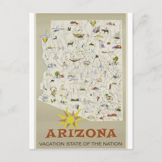 Vintage Travel Arizona Briefkaart (Voorkant)