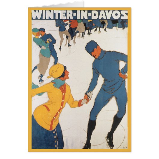 Vintage Travel, Art Deco, Winter Davos Zwitserland (Voorkant)