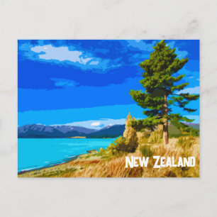 Vintage Travel Art Nieuw-Zeeland Briefkaart