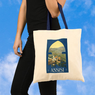 Vintage Travel Assisi Italië Francesco Basilica Tote Bag