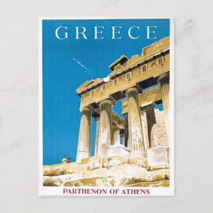 Vintage Travel Athens Griekenland Parthenon Temple Briefkaart