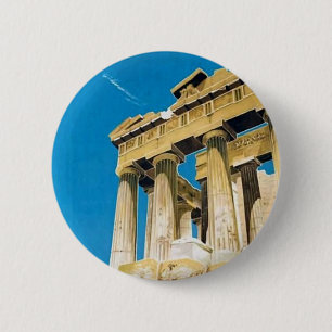 Vintage Travel Athens Griekenland Parthenon Temple Ronde Button 5,7 Cm