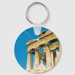 Vintage Travel Athens Griekenland Parthenon Temple Sleutelhanger