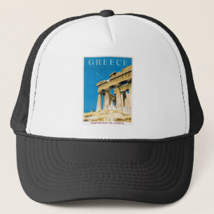 Vintage Travel Athens Griekenland Parthenon Temple Trucker Pet