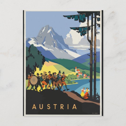 Vintage Travel Austria Briefkaart (Voorkant)