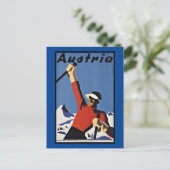 Vintage Travel Austria Ski Briefkaart (Staand voorkant)